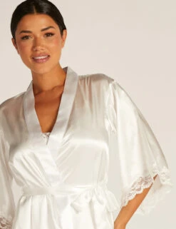 Amelia Satin Lace Trim Wide Sleeve Robe 13 Amelia Satin Lace Trim Wide Sleeve Robe -Cyberjammies Store Amelia Satin Lace Trim Wide Sleeve Robe 3