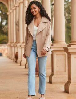 Belted Double Breasted Short Trench-Style Coat -Cyberjammies Store Belted Double Breasted Short Trench Style Coat 3