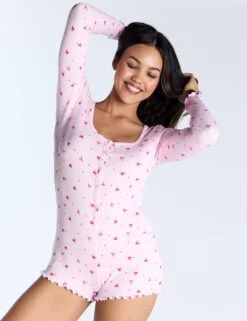 Bow Print Ribbed Playsuit -Cyberjammies Store Bow Print Ribbed Playsuit 5