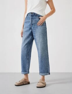 Boyfriend Mid Rise Cropped Turn Up Jeans -Cyberjammies Store Boyfriend Mid Rise Cropped Turn Up Jeans 3
