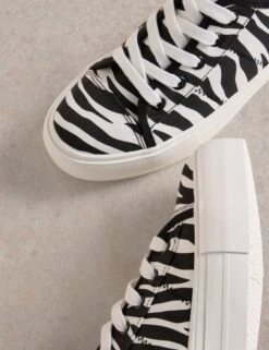 WHITE STUFF Canvas Animal Print Platform Trainers -Cyberjammies Store Canvas Animal Print Platform Trainers 3