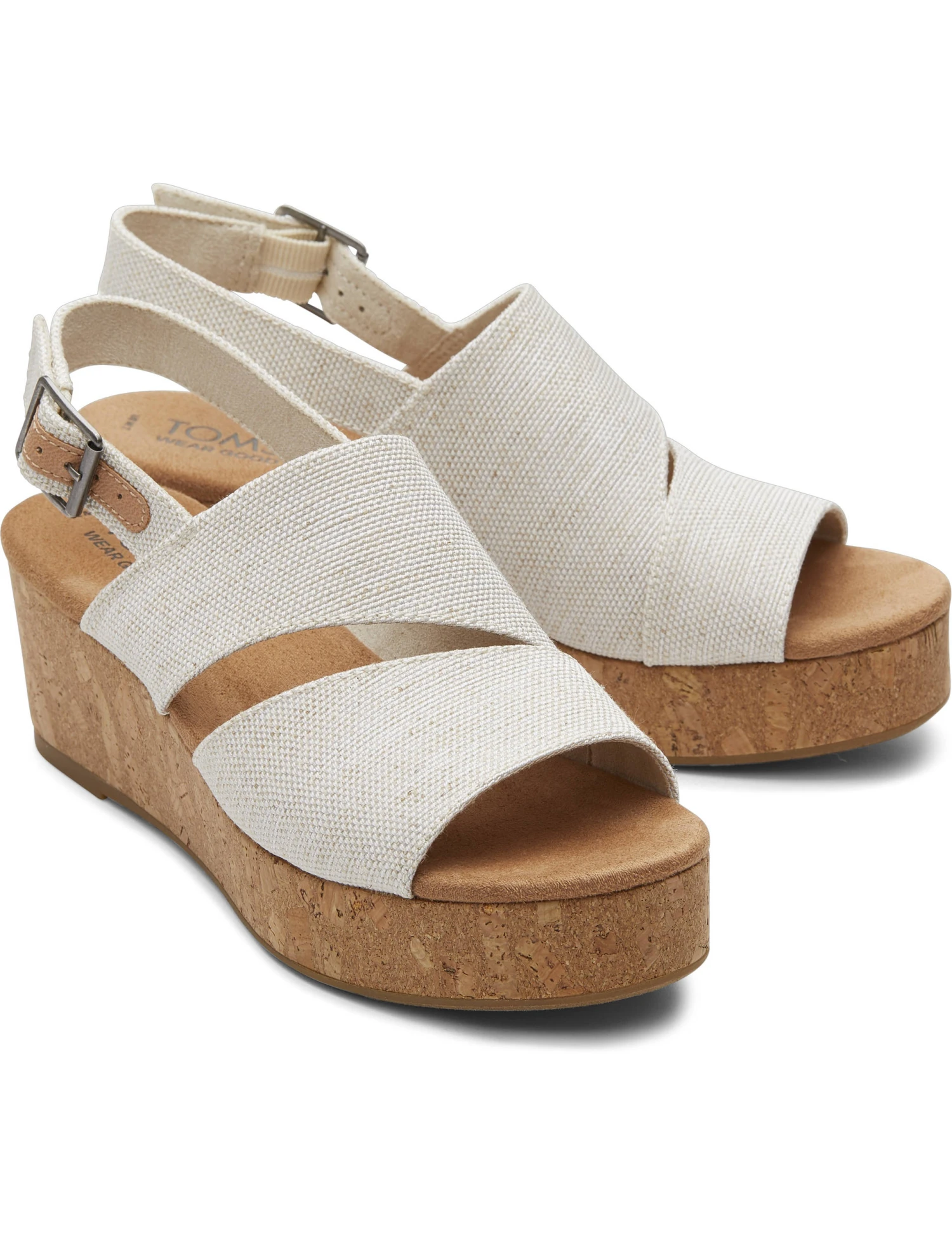 Toms Canvas Buckle Wedge Sandals 2 Toms Canvas Buckle Wedge Sandals - Image 2