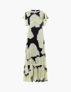 French Connection Chiffon Printed Maxi Tiered Dress