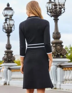 Collared Zip-Up Knee Length Skater Dress -Cyberjammies Store Collared Zip Up Knee Length Skater Dress 2