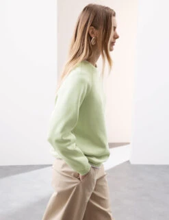 Cotton Blend Crew Neck Sweatshirt