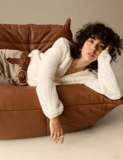 Cotton Blend Knitted V-Neck Cardigan