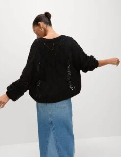 Cotton Blend Open Stitch Cropped Cardigan -Cyberjammies Store Cotton Blend Open Stitch Cropped Cardigan 2