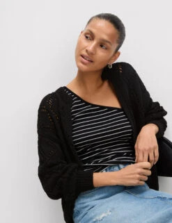 Cotton Blend Open Stitch Cropped Cardigan -Cyberjammies Store Cotton Blend Open Stitch Cropped Cardigan 5