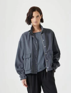 Cotton Blend Relaxed Utility Jacket