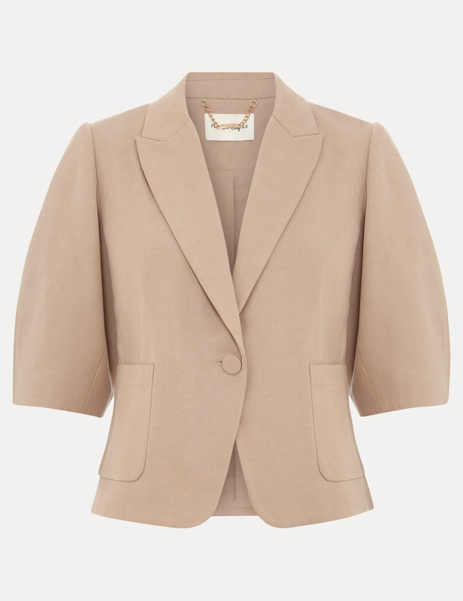 Cotton Blend Single Breasted Cropped Blazer 2 Cotton Blend Single Breasted Cropped Blazer - Image 2