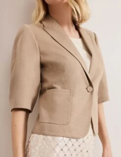 Cotton Blend Single Breasted Cropped Blazer 14 Cotton Blend Single Breasted Cropped Blazer -Cyberjammies Store Cotton Blend Single Breasted Cropped Blazer 2