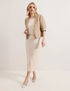 Cotton Blend Single Breasted Cropped Blazer 15 Cotton Blend Single Breasted Cropped Blazer -Cyberjammies Store Cotton Blend Single Breasted Cropped Blazer 3