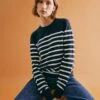 Cotton Blend Striped Jumper With Wool