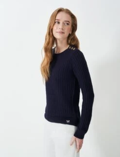 Cotton Blend Textured Button Detail Jumper