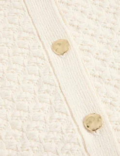 Cotton Blend Textured Button Front Cropped Cardigan -Cyberjammies Store Cotton Blend Textured Button Front Cropped Cardigan 7