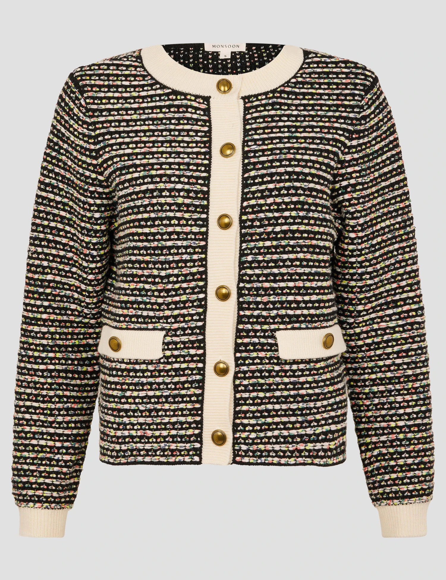 MONSOON Cotton Blend Textured Knitted Short Jacket 2 MONSOON Cotton Blend Textured Knitted Short Jacket - Image 2
