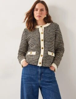 MONSOON Cotton Blend Textured Knitted Short Jacket