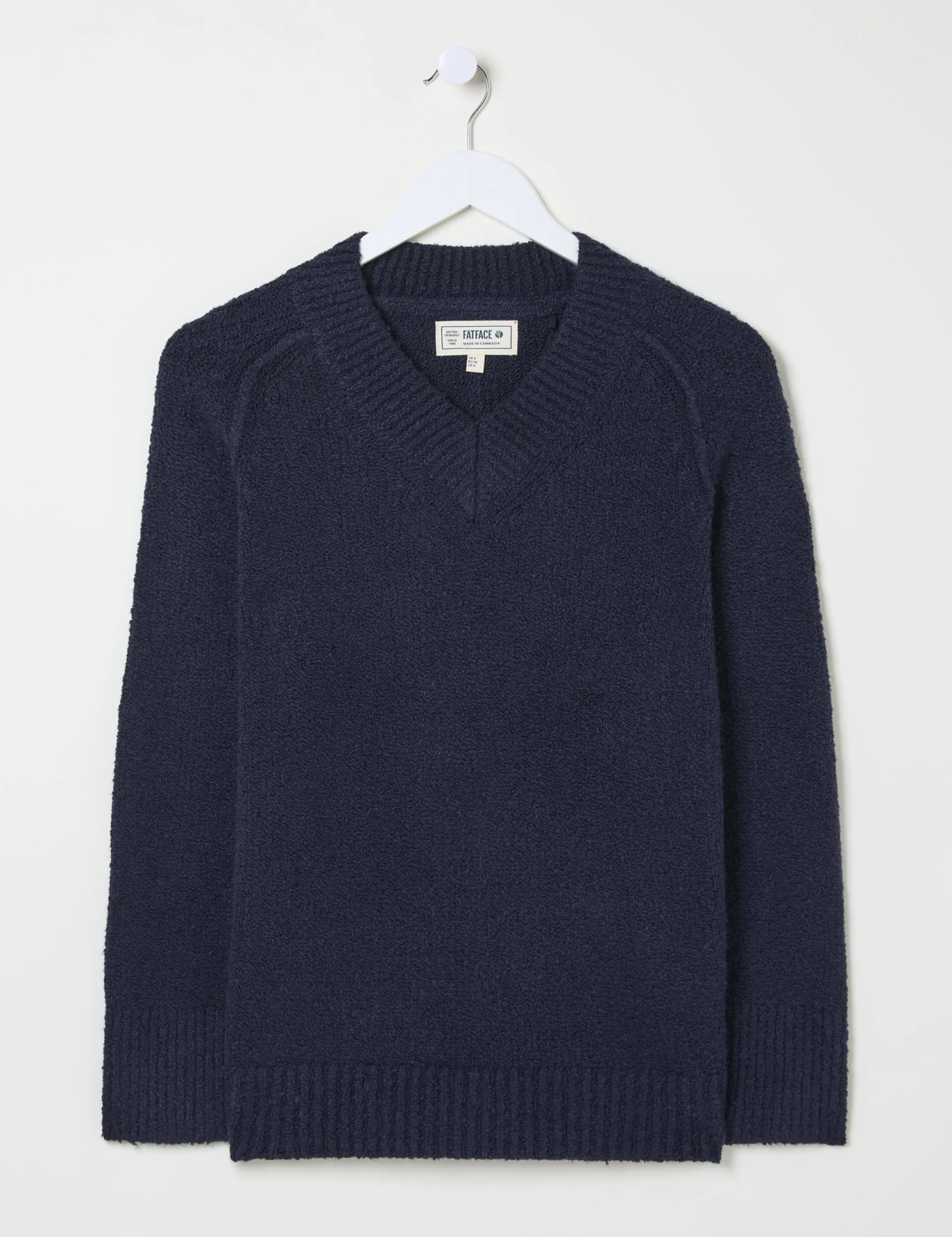 Cotton Blend V-Neck Bouclé Jumper 2 Cotton Blend V-Neck Bouclé Jumper - Image 2