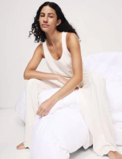 Cotton Modal Scallop Edge Ribbed Pyjama Set