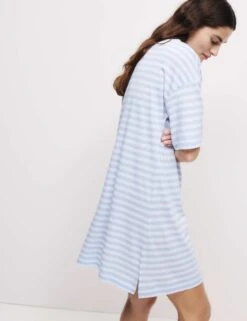 Cotton Modal Striped Short Nightshirt -Cyberjammies Store Cotton Modal Striped Short Nightshirt 2