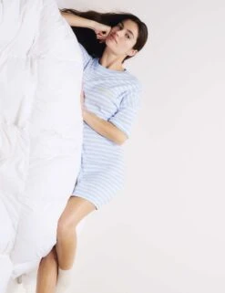 Cotton Modal Striped Short Nightshirt -Cyberjammies Store Cotton Modal Striped Short Nightshirt 3