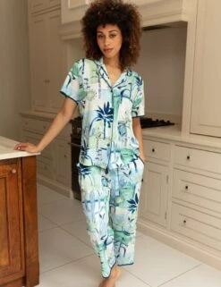 Cyberjammies Cotton Modal Tropical Cropped Pyjama Bottoms -Cyberjammies Store Cotton Modal Tropical Cropped Pyjama Bottoms 2