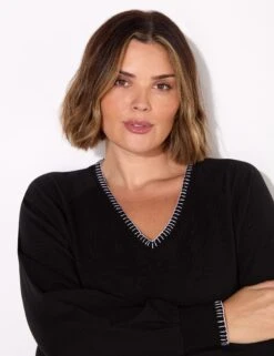 Cyberjammies Store -Cyberjammies Store Cotton Rich Blanket Stitch V Neck Sweatshirt 1