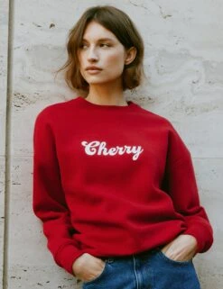 Cotton Rich Cherry Slogan Sweatshirt