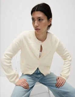 Cotton Rich Embellished Crew Neck Cardigan -Cyberjammies Store Cotton Rich Embellished Crew Neck Cardigan 4