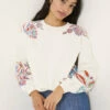 Cotton Rich Embroidered Crew Neck Sweatshirt