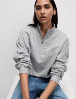 Cotton Rich Half Zip Sweatshirt