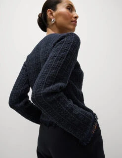 Cotton Rich Knitted Crew Neck Fringe Cardigan 23 Cotton Rich Knitted Crew Neck Fringe Cardigan -Cyberjammies Store Cotton Rich Knitted Crew Neck Fringe Cardigan 3