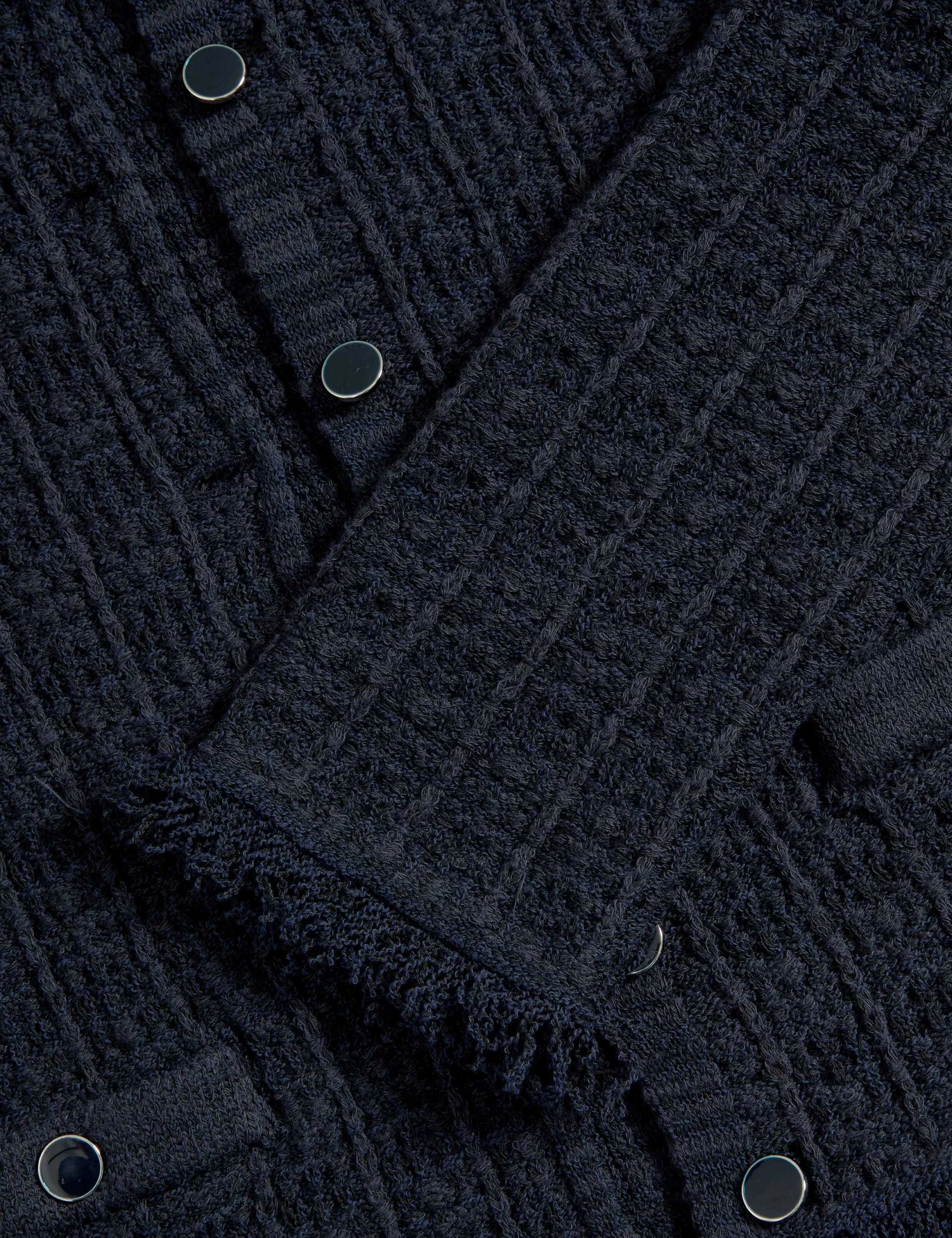 Cotton Rich Knitted Crew Neck Fringe Cardigan 7 Cotton Rich Knitted Crew Neck Fringe Cardigan - Image 7