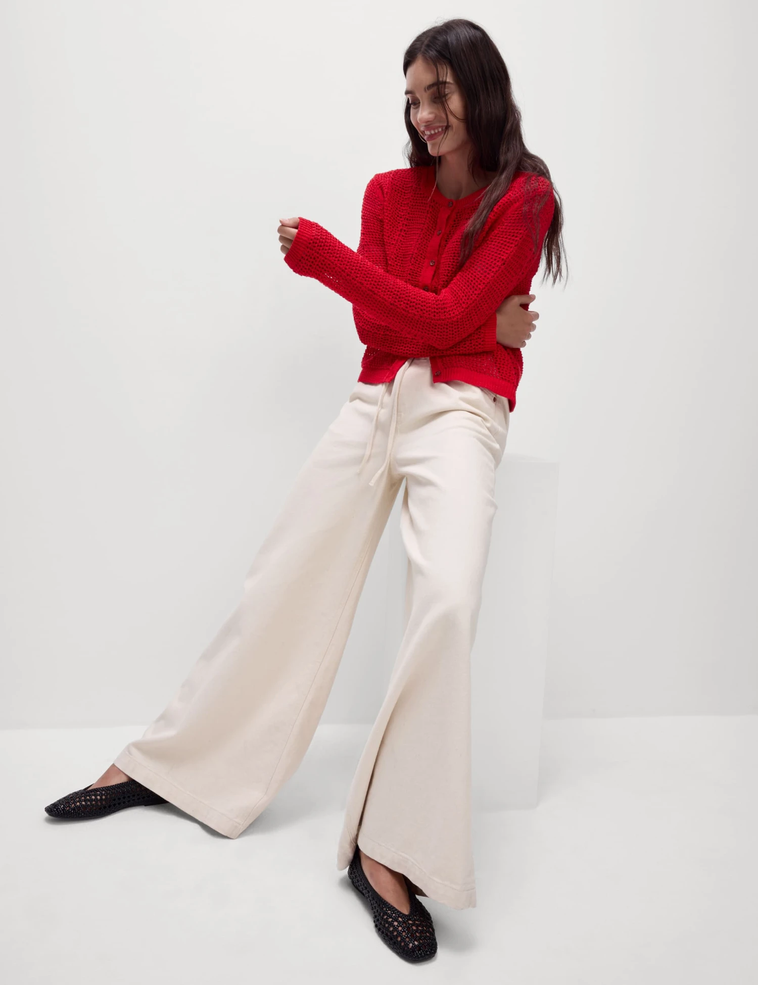 Cotton Rich Open Stitch Cropped Cardigan 3 Cotton Rich Open Stitch Cropped Cardigan - Image 3