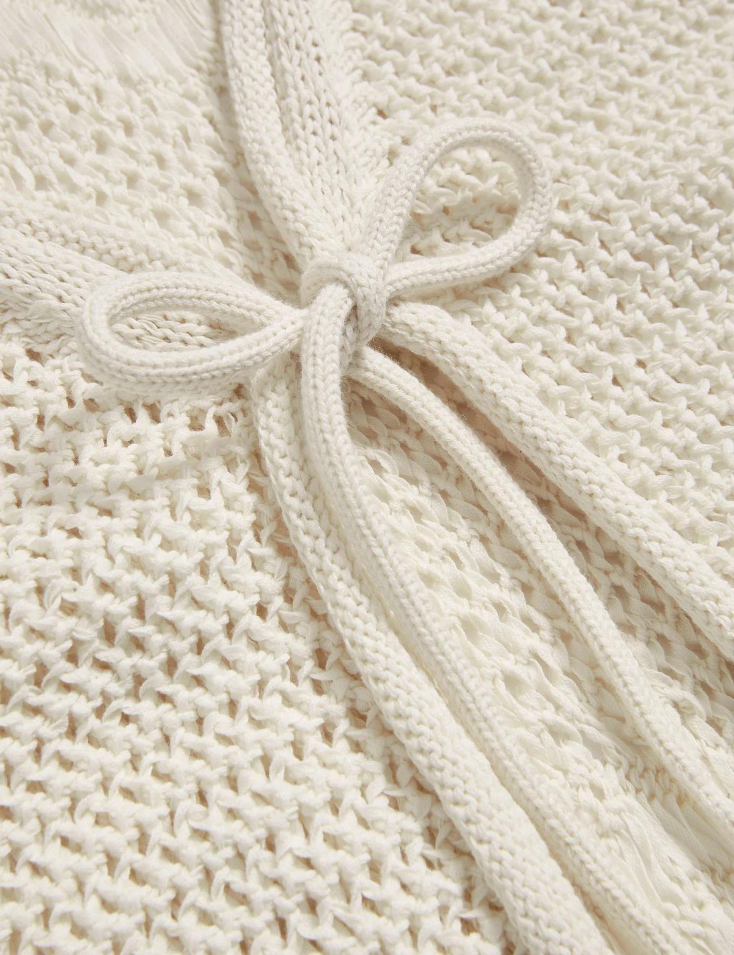 Cotton Rich Pointelle V-Neck Tie Front Relaxed Cardigan 5 Cotton Rich Pointelle V-Neck Tie Front Relaxed Cardigan - Image 5