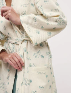 Cotton Rich Printed Waffle Dressing Gown -Cyberjammies Store Cotton Rich Printed Waffle Dressing Gown 4