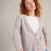 WHITE STUFF Cotton Rich Striped V-neck Cardigan