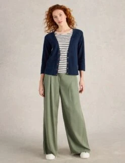 WHITE STUFF Cotton Rich V-Neck Cardigan -Cyberjammies Store Cotton Rich V Neck Cardigan 2