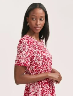 Crepe Printed Midi Tea Dress -Cyberjammies Store Crepe Printed Midi Tea Dress 3