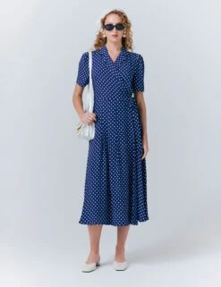 Ghost Crepe Spot Print Midaxi Wrap Tea Dress