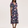 Crepe V-Neck Button Through Midi Tea Dress
