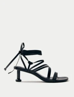 ALOHAS Curly Leather Kitten Heel Sandals