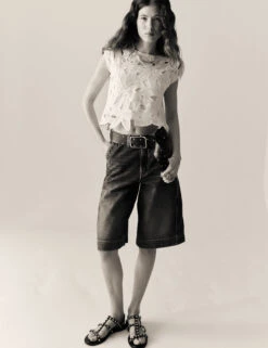 Denim High Waisted Bermuda Shorts -Cyberjammies Store Denim High Waisted Bermuda Shorts 2