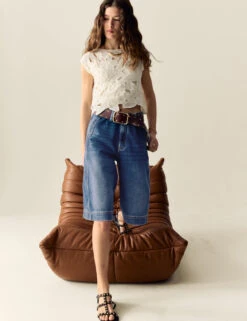 Denim High Waisted Bermuda Shorts -Cyberjammies Store Denim High Waisted Bermuda Shorts 4