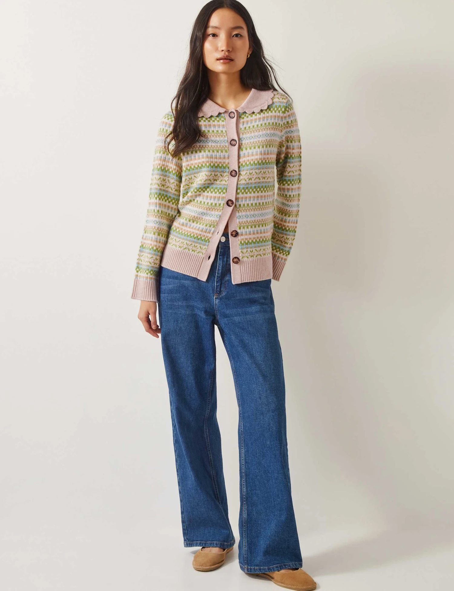 MONSOON Fair Isle Collared Cardigan With Wool 2 MONSOON Fair Isle Collared Cardigan With Wool - Image 2