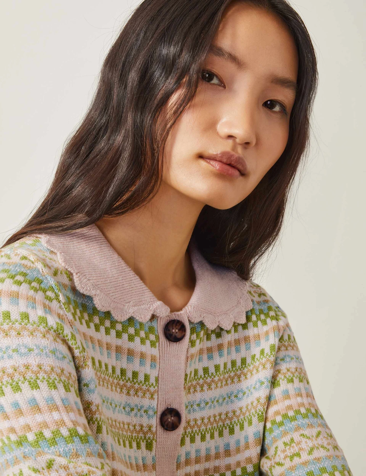 MONSOON Fair Isle Collared Cardigan With Wool 3 MONSOON Fair Isle Collared Cardigan With Wool - Image 3