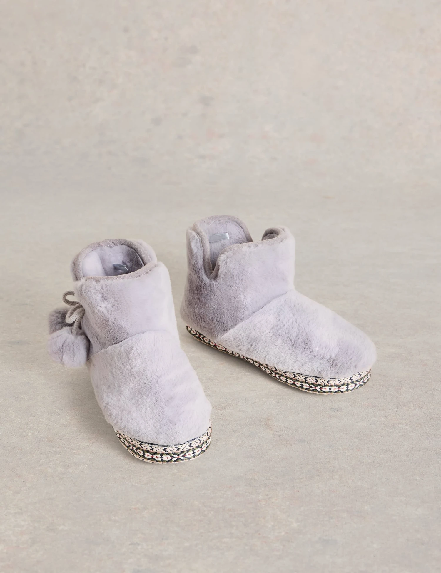 WHITE STUFF Faux Fur Pom Pom Slipper Boots 2 WHITE STUFF Faux Fur Pom Pom Slipper Boots - Image 2