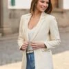 Faux Leather Single Breasted Blazer