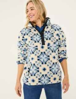 Fleece Printed Funnel Neck Jacket