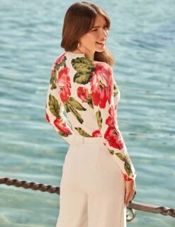 Floral Button Cuff Crew Neck Jumper -Cyberjammies Store Floral Button Cuff Crew Neck Jumper 2